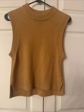 French Connection Camel/Tan Sleeveless Ribbed Mock Neck Tank